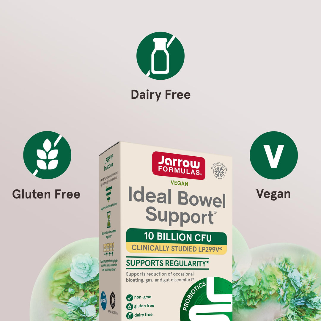 Ideal Bowel Support - 10 Billion Organisms Per Serving - 30 Veggie Caps - Bowel Support - Reduces Bloating, Gas & Intestinal Discomfort - Up to 30 Servings
