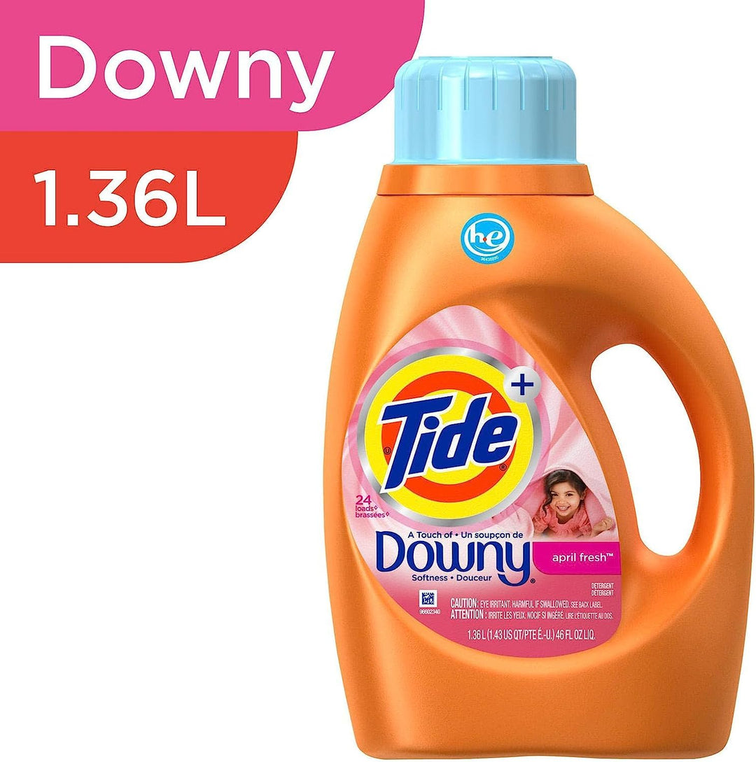 Plus A Touch of Downy Liquid Laundry Detergent, April Fresh, 46 fl oz, 29 loads