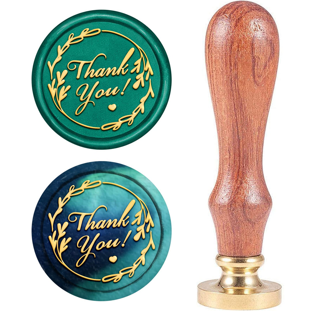 Wax Seal Stamp Thank You Vintage Wax Sealing Stamps Word Retro 25mm Removable Brass Head Wooden Handle for Envelopes Invitations Wine Packages Greeting Cards Weeding