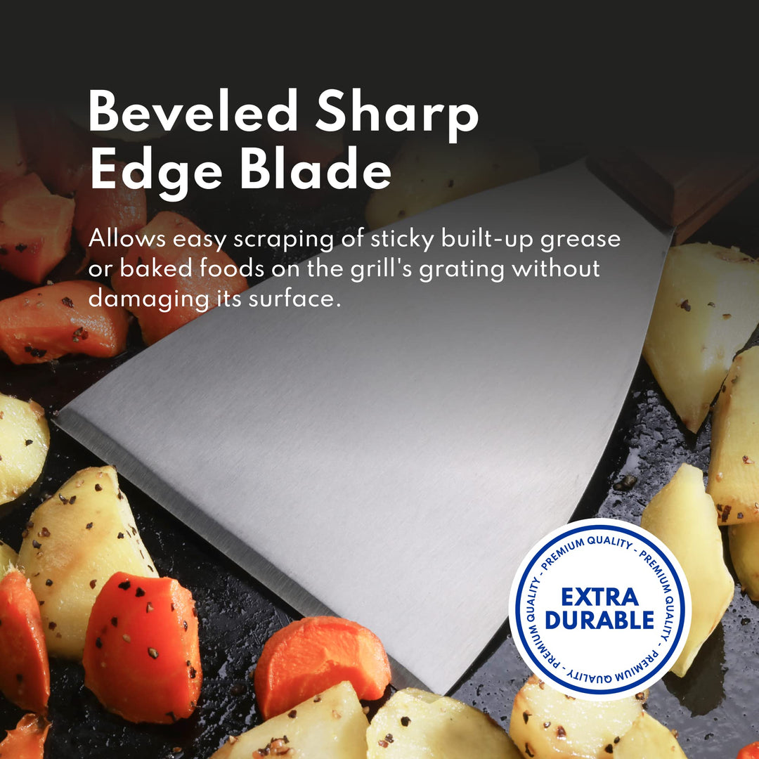 38309 Wood Handle Slant Edge Grill Scrapers, 4 by 8.5-Inch