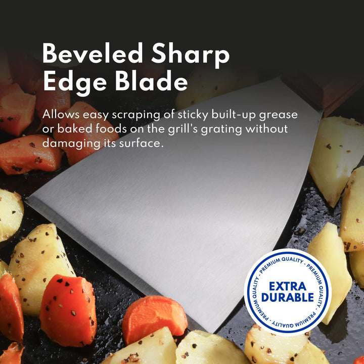 38309 Wood Handle Slant Edge Grill Scrapers, 4 by 8.5-Inch