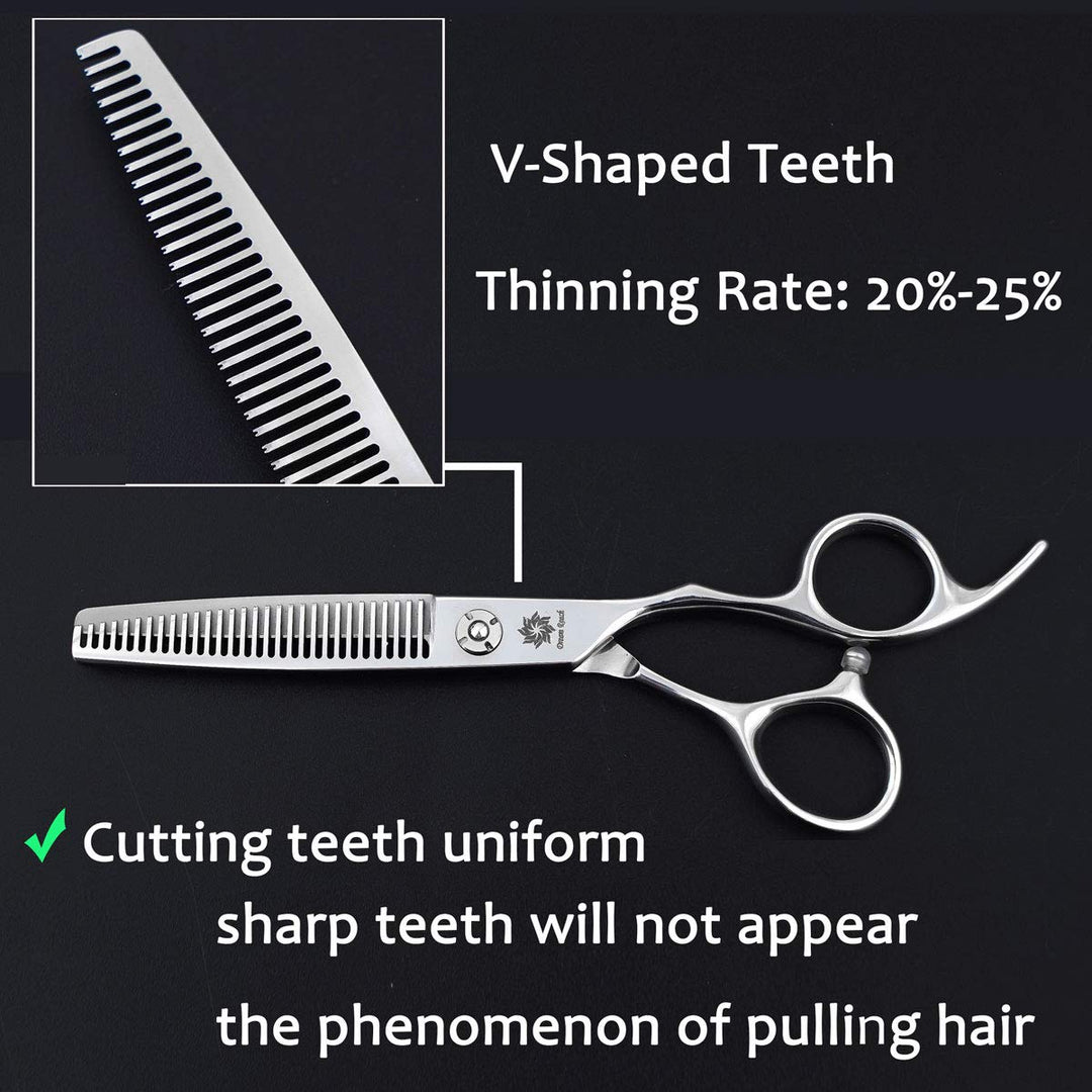 Hair Thinning Scissors Cutting Teeth Shears Professional Barber Shear Hairdressing Texturizing Salon Razor Edge Scissor Japanese 440C Stainless Steel (V-Shaped Teeth)