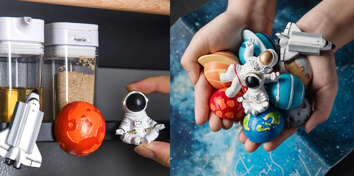 13 Pcs Astronaut Series Refrigerator Magnets, Universe Planetary Spaceship Fridge Magnets, 3D Resin Magnets for Office Whiteboard, Kitchen Decorations