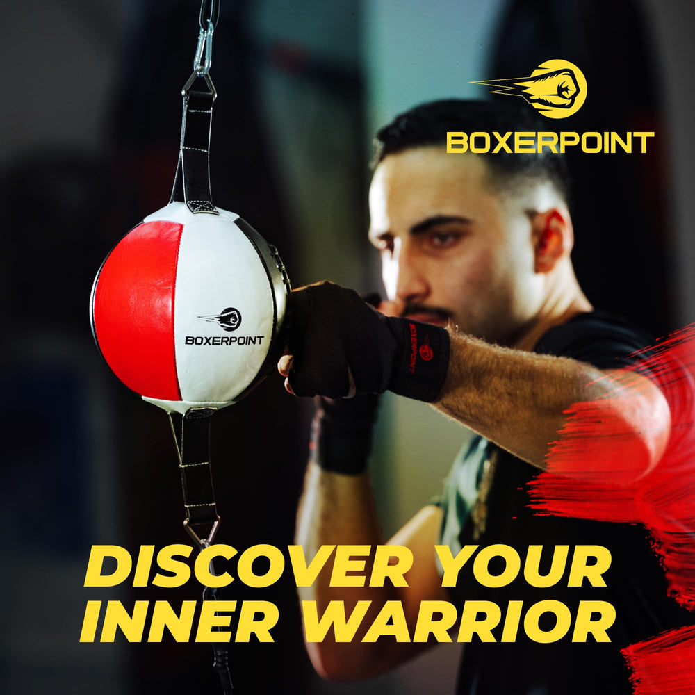 Boxerpoint Double End Bag for Boxing – Premium Punching Bag for Adults – Durable PU Leather Material & Adjustable Cords – Double End Bag Boxing Equipment for Training at Home & Gym (Sphere)