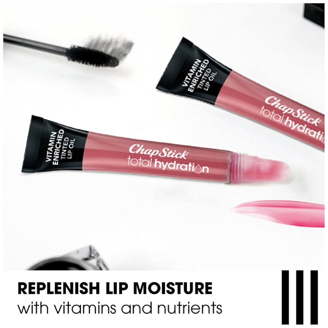 Warm Pink: Total Hydration Vitamin Enriched Tinted Lip Oil (Warm Pink, 1 Tube), Vitamin C, Vitamin E, Contains Omega 3 6 9, 0.24 Ounce