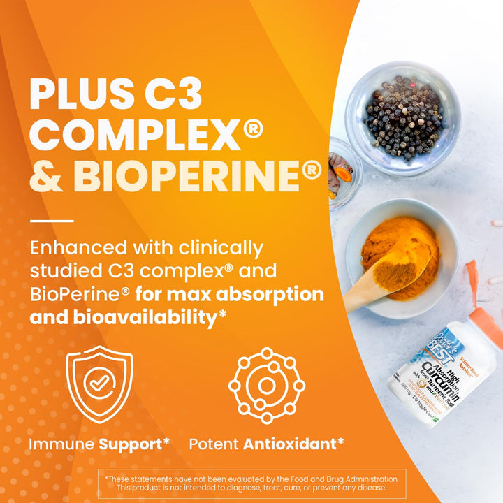 Doctor's Best DRB-00107 High Absorption Curcumin From Turmeric Root with C3 Complex & BioPerine 500mg (120 Capsules)