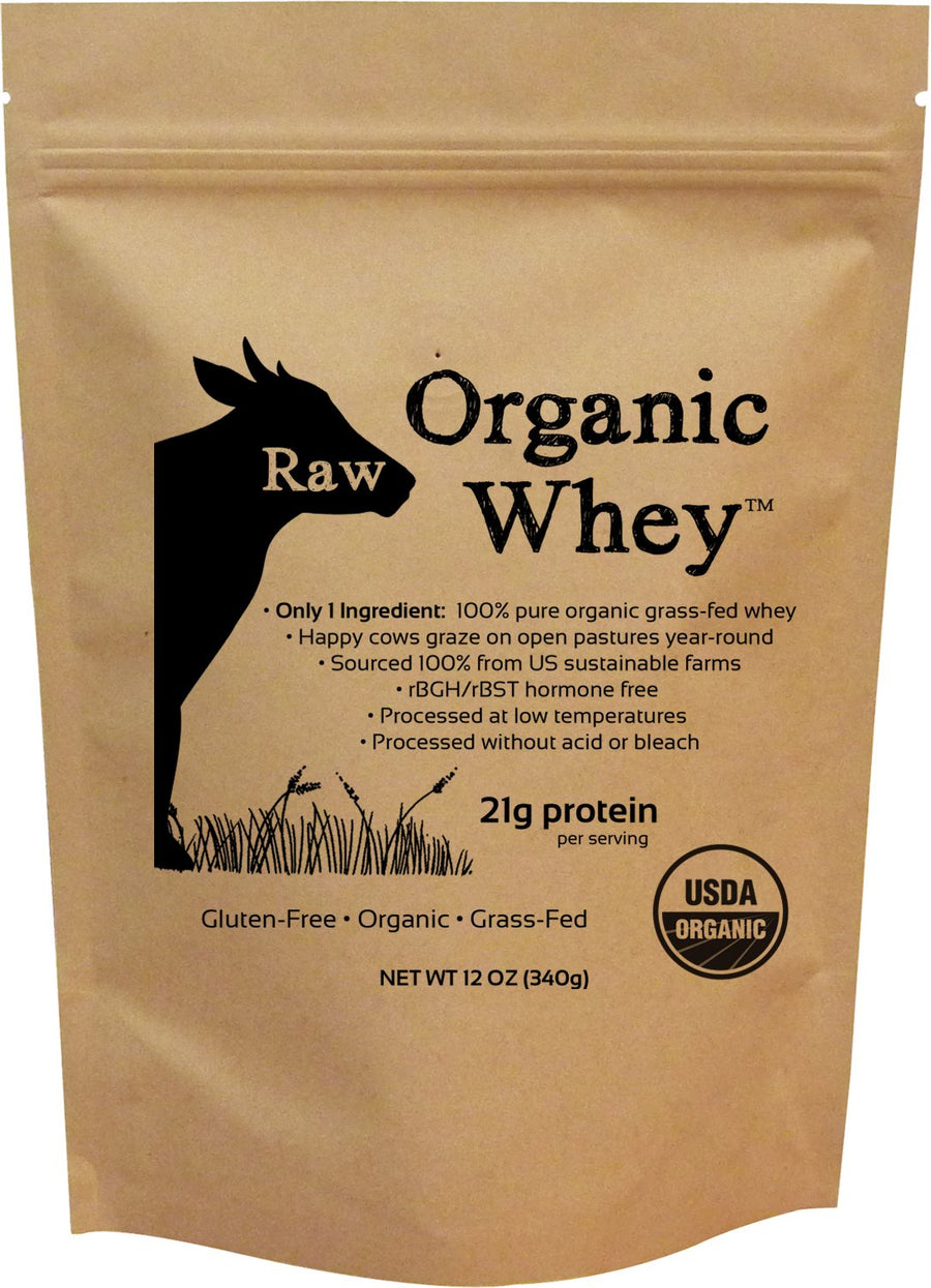 - USDA Certified Organic Whey Protein Powder, Happy Healthy Cows, COLD PROCESSED Undenatured 100% Grass Fed + NON-GMO + rBGH Free + Gluten Free, Unflavored, Unsweetened (12 OZ)