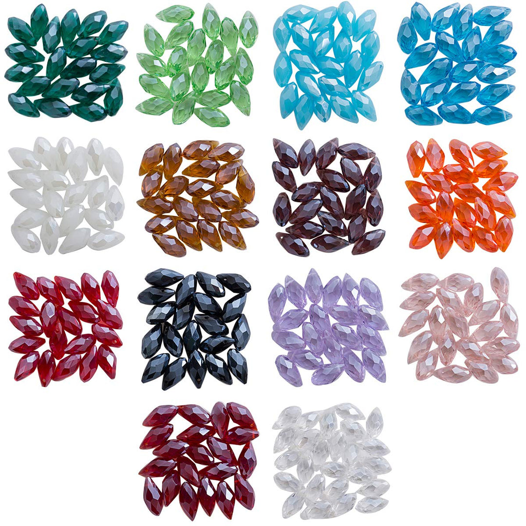 Lot 280pcs Teardrop Crystal Beads - 6x12mm Faceted Briolette Glass Beads Jewelry Making Supplie for DIY Beading Projects, Bracelets, Necklaces, Earrings & Other Jewelries