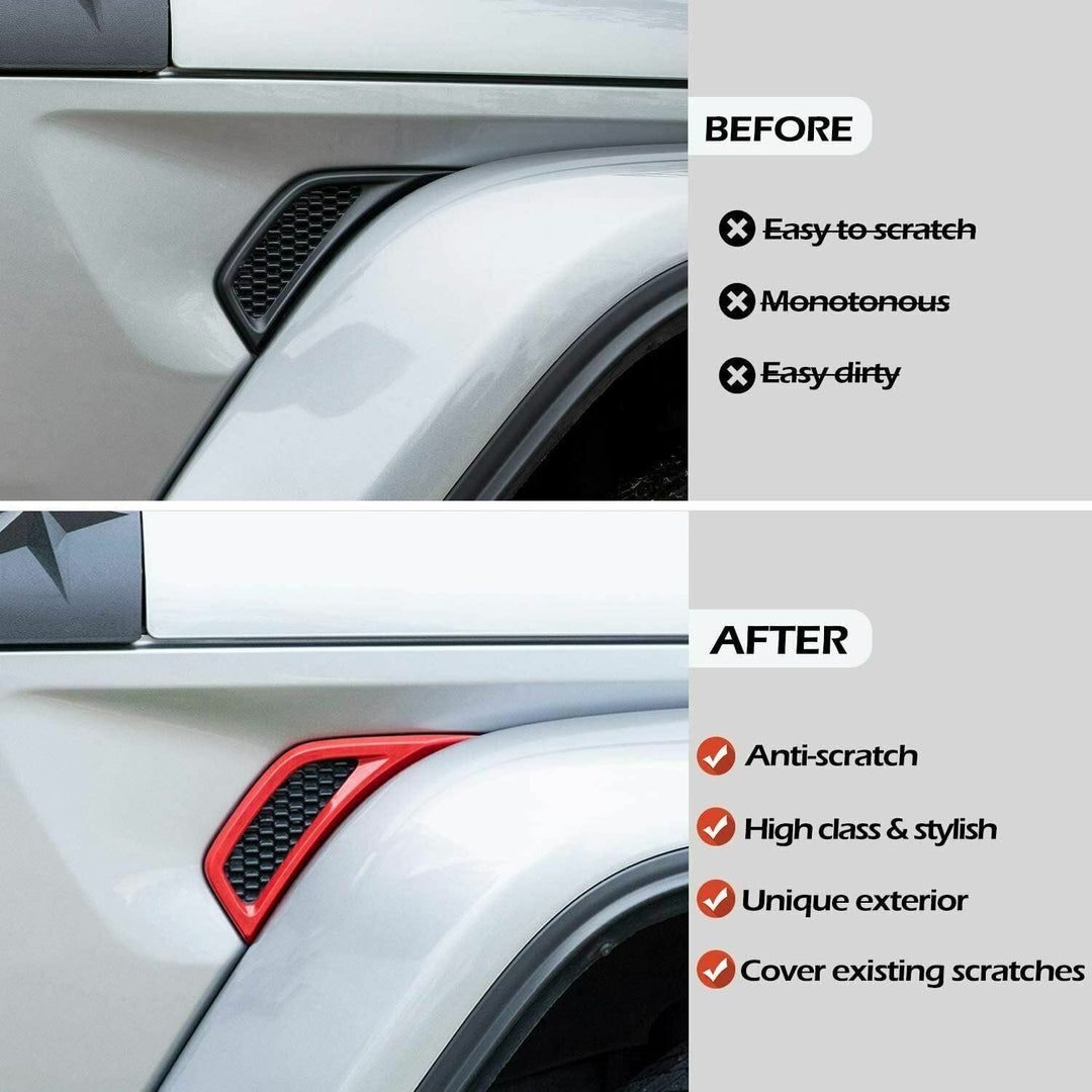 Wheel Eyebrow Side Air Conditioning Vent Decoration Cover Trim for Jeep Wrangler JL JLU Gladiator JT 2018-2024(2pcs,red,ABS)