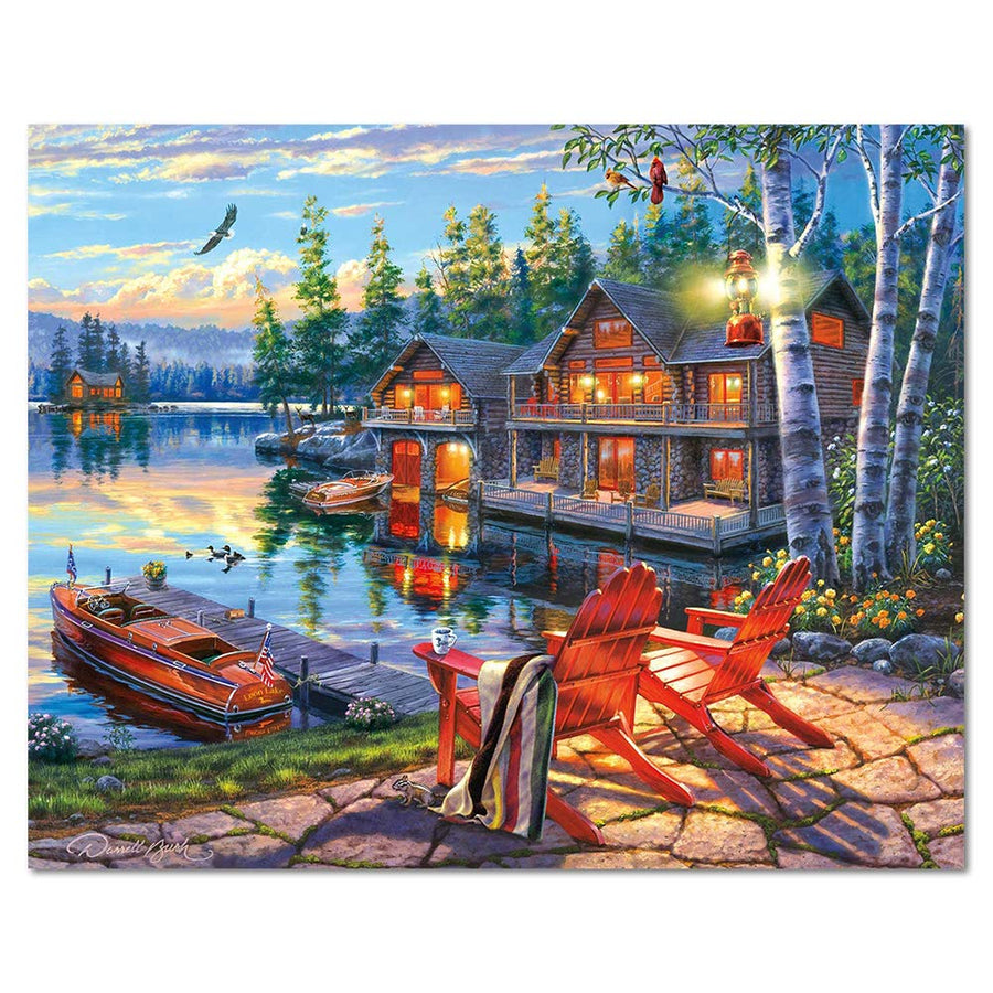 Adult Paint by Numbers, Loon Lake DIY Painting Kit for Adults On Canvas Lakeside Paint by Numbers for Adults Beginner Chalet Wall Art Home Decor, Lake Landscape, 16x20