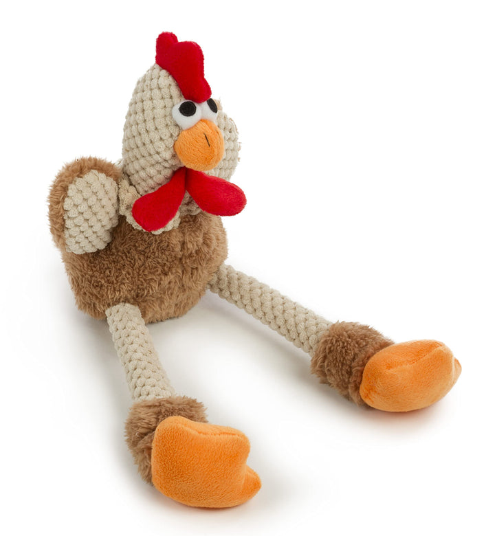 Checkers Skinny Rooster Squeaky Plush Dog Toy, Chew Guard Technology - Brown, Large