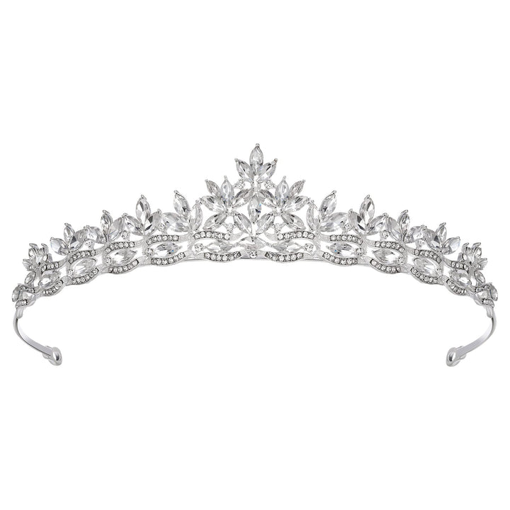 Rhineshtone Wedding Tiara for Bride & Flower Girls - Princess Tiara Headband Bridal Crown, Bridal Hair Accessories for Women, Silver+Clear