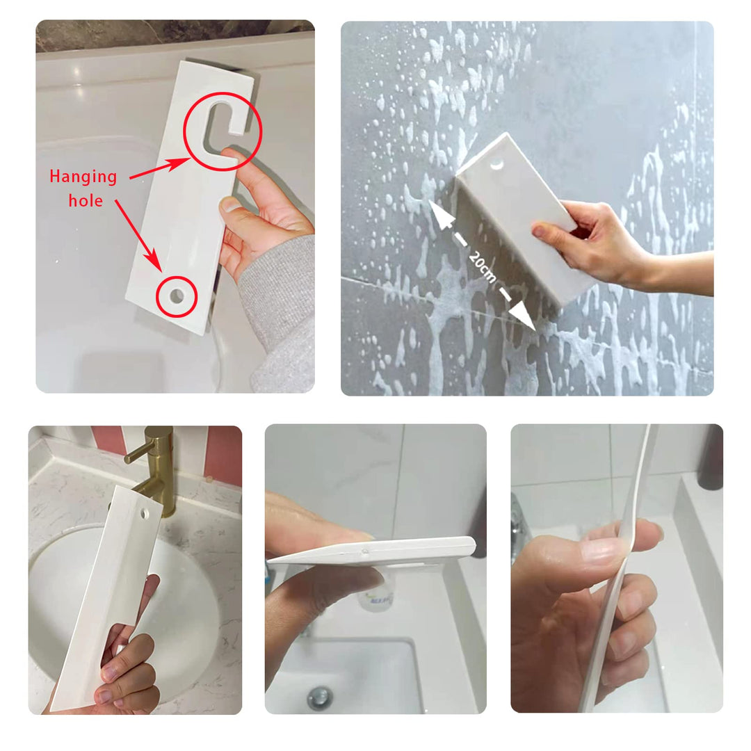 Glass Wiper Countertop Wiper Window Squeegee Water Blade Rubber Bathroom Squeegee Wall Wiper Scraper(White)