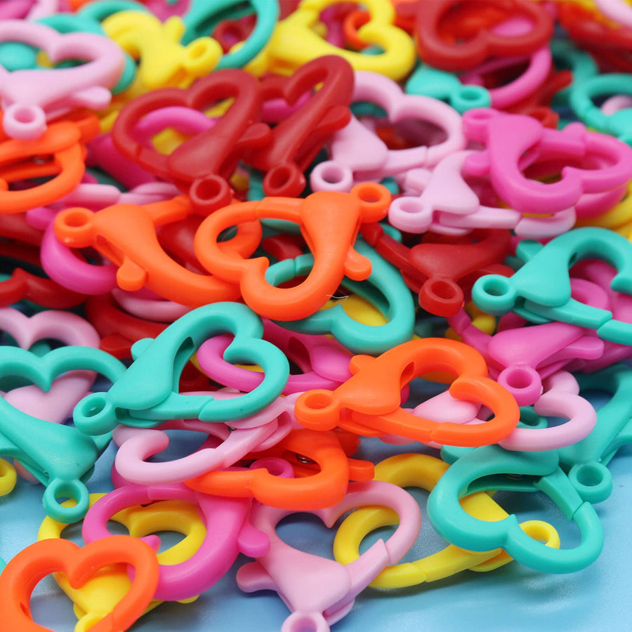 Plastic Lobster Clasps Hook Clips Lanyard Snap Hooks for DIY Backpack Key Rings Chains (25mm Heart Shape Lobster Clasp)