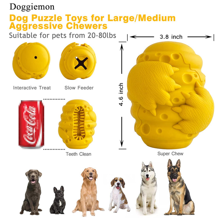 Dog Interactive Toys Indestructible Dog Toys Food Dispensing Treat Dispenser Dogs Puzzles Feeder Slow Feeding for Large/Medium/Small Aggressive Chewers Breeds