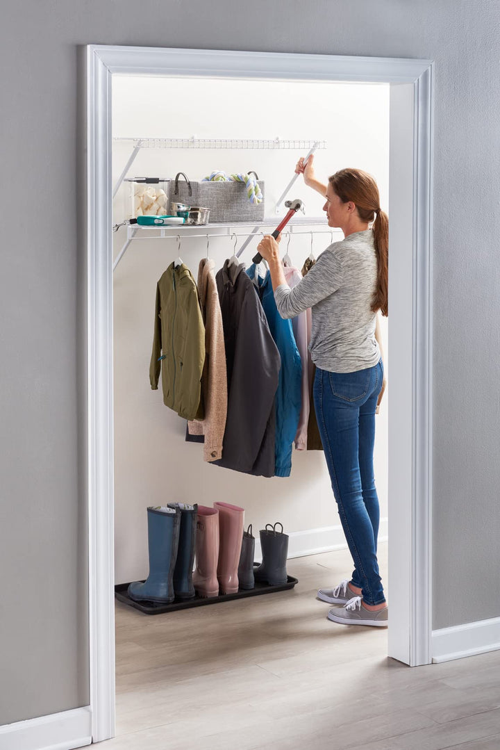 Direct Mount Wall Shelf, 2 Ft. Wide, Mounting Hardware Kit Included, White, Wire Shelving Organizer System for Home/Laundry/Bathroom/Mudroom/Pantry/Linen Closet, 2' Length, Metal