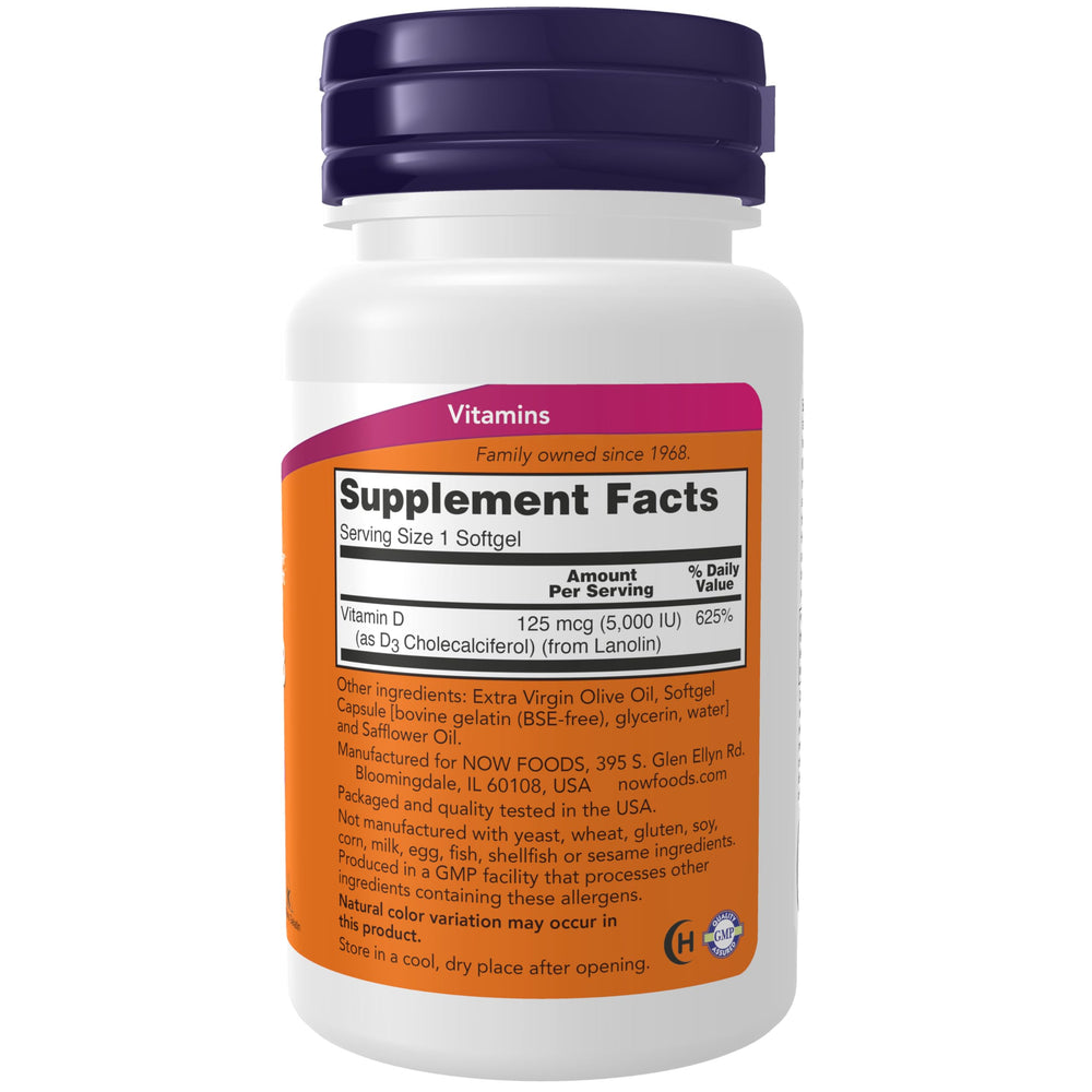 Supplements, Vitamin D-3 5,000 IU, High Potency, Structural Support*, 240 Softgels