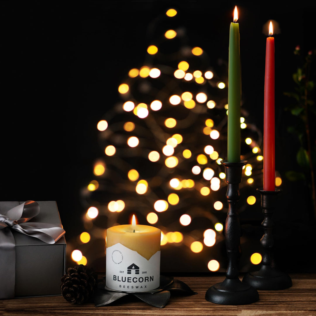 12-Inch, Red : Bluecorn Naturals Pure Beeswax Taper, 4-Pair (8 Candles) - 12-Inch, Red