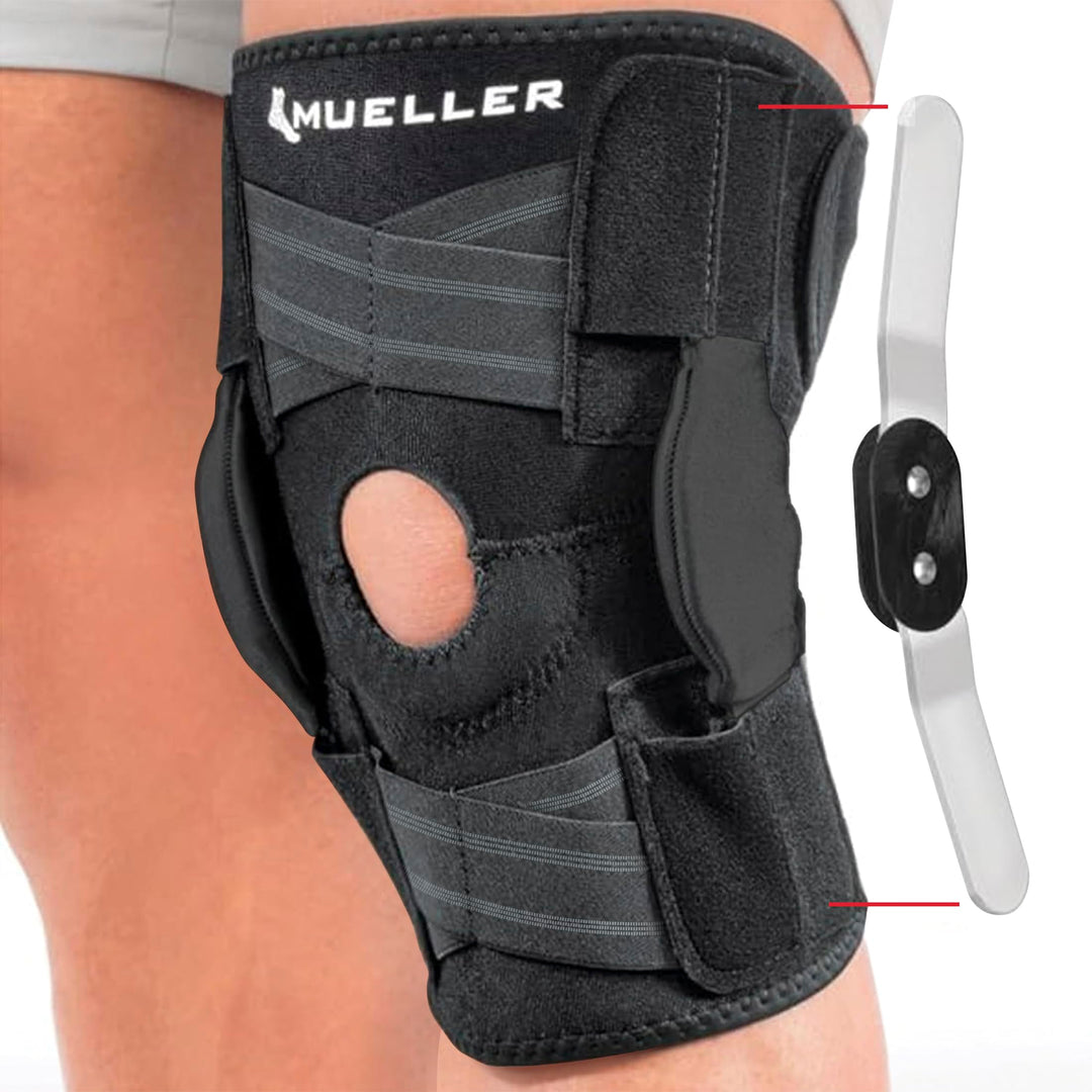 Sports Medicine Self Adjusting Hinged Knee Brace, Knee Pain Relief Support for Men and Women, Ideal for Arthritis, Sprains, Black, One Size