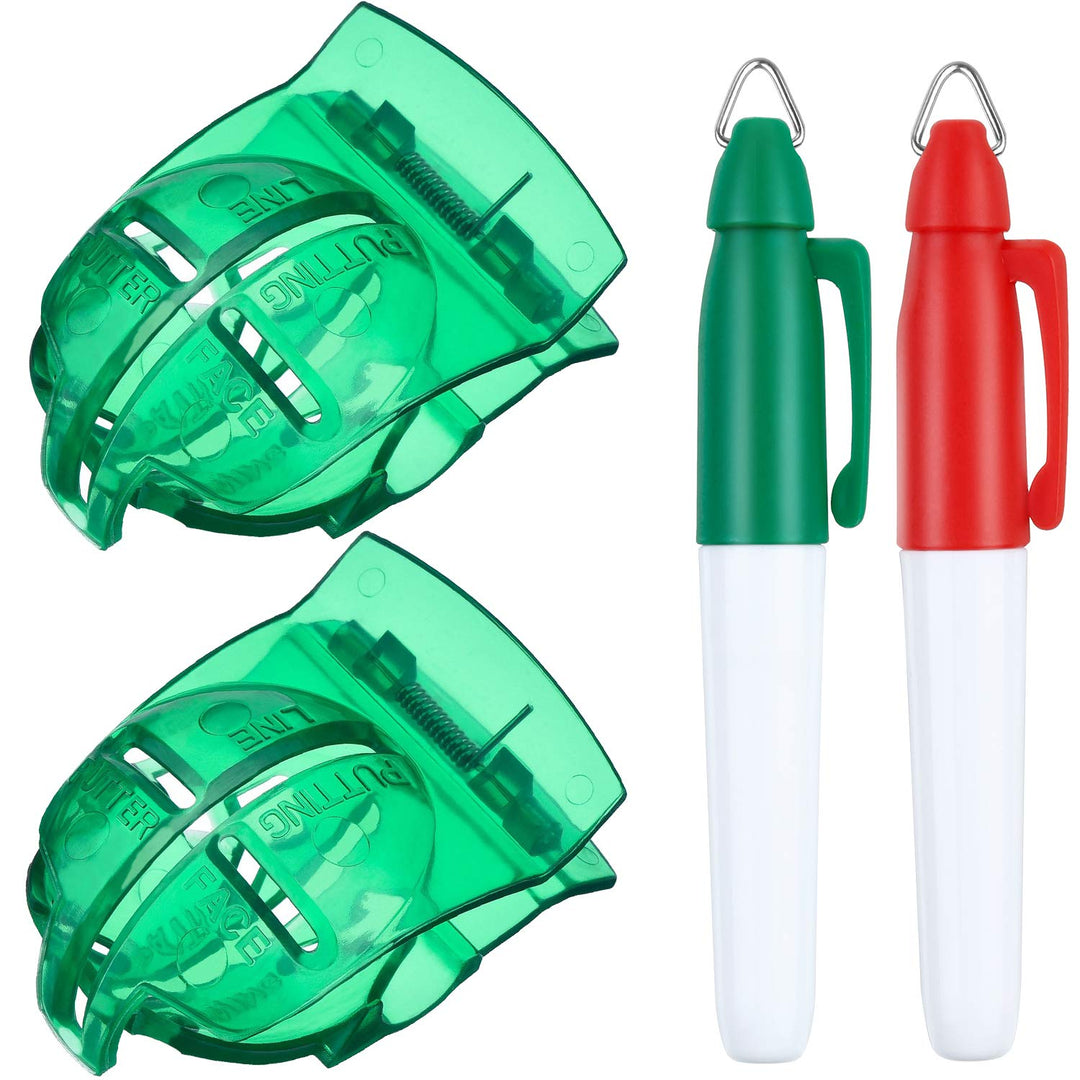 2 Pieces Golf Ball Line Liner Drawing Marking Alignment Putting Tool and 2 Pieces Golf Ball Marker Pen, 4 Pieces Totally (Green)