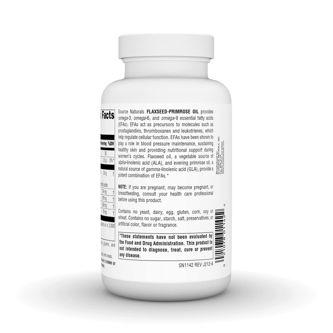 Flax Seed-Primrose Oil, Omega 3,6,9 EFA Complex, 1300mg - 90 Softgels