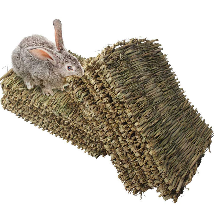 Rabbit Mat for Cages Woven Bunny Grass Bed Nest Chew Toy Bed for Hamsters Parrot Hedgehog Guinea Pig Bunny and Other Small Animals (12 Pack)