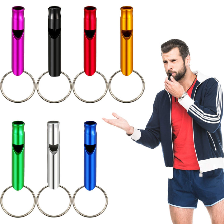 35 Pieces Emergency Whistle with Keychain, Aluminum Emergency Survival Whistle for Camping Hiking Hunting Outdoors Sports, Loud Sound, 7 Colors