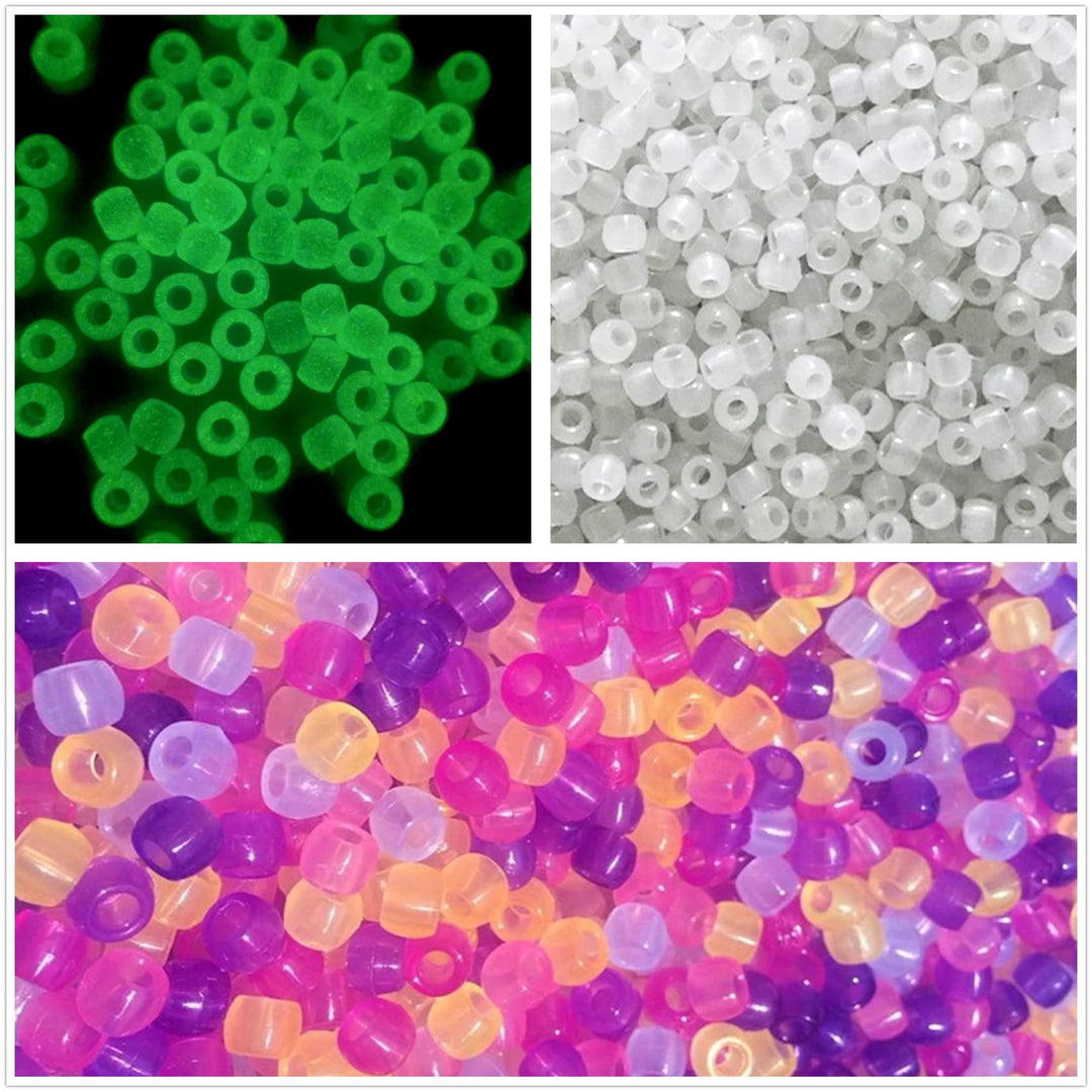 maney 600 Pieces UV Beads Multi Color Changing UV Reactive Plastic Pony Beads Glow in The Dark