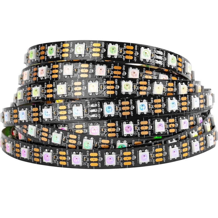 WS2812B IC RGB 5050SMD Pure Gold Individual Addressable LED Strip 16.4FT 300LED 60LED/m Flexible Full Color IP30 DC5V for DIY Chasing Color Project(No Adapter or Controller)
