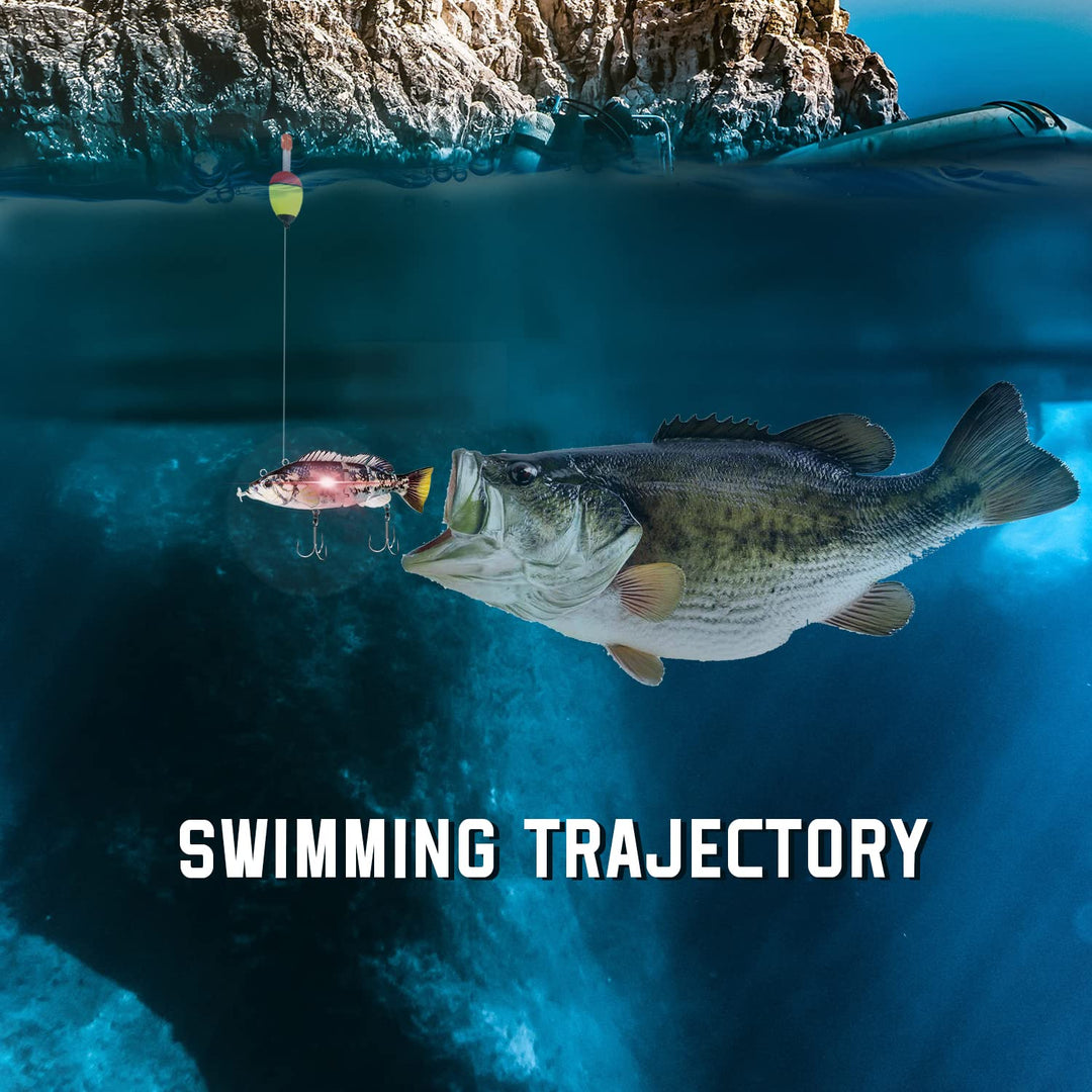 Robotic Electric Fishing Lure Rechargeable 5.1 Auto-Swimming Multi Segment Swim Bait Vibration LED Light Fishing Bait