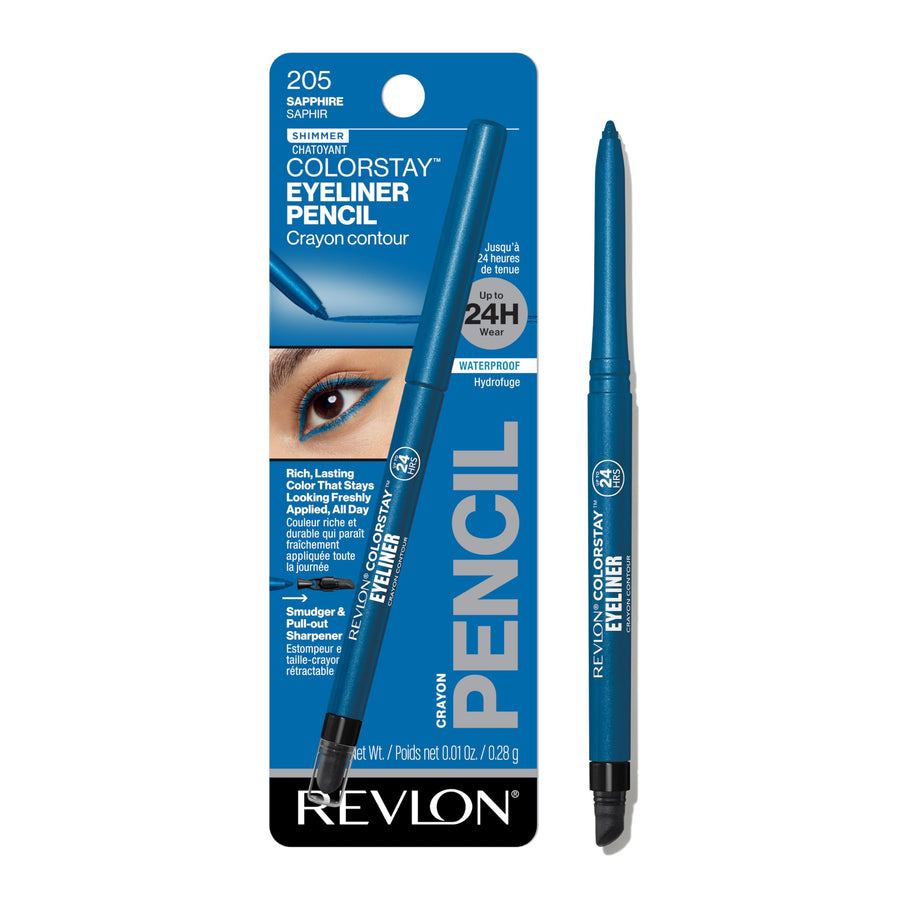 Colorstay Pencil Natural Eyeliner With Built-In Sharpener, Waterproof, Smudgeproof, Longwearing Eye Makeup With Ultra-Fine Tip, 205 Sapphire, 0.01 Oz, Blue