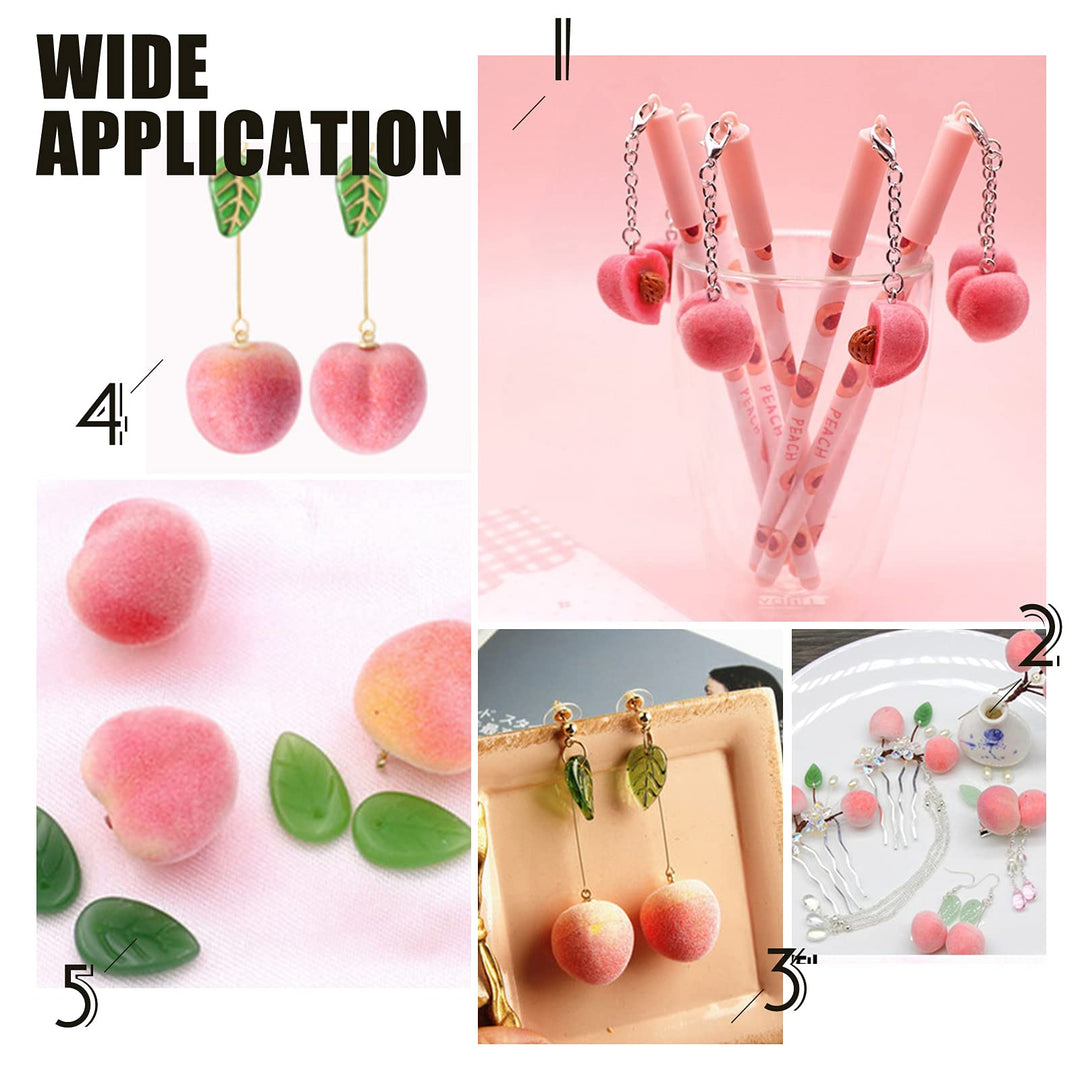20pcs Peach Charms Pendants Fruit Simulation Pendants Pink Peach Charms with Connector Ring for Summer Style Bracelet Earrings Necklace Jewelry Making Keychain, 23x21x19mm