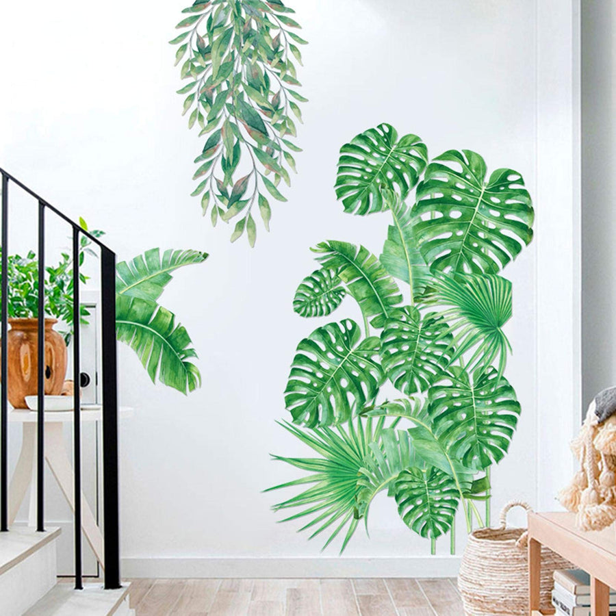 MOLANCIA Leaf Wall Decals, Nature Palm Tree Leaf Plants Wall Sticker Art Murals, Removable Green Tropical Plants Tree Leaves Stickers for Living Room Kids Nursery Room Wall Art Decor #1