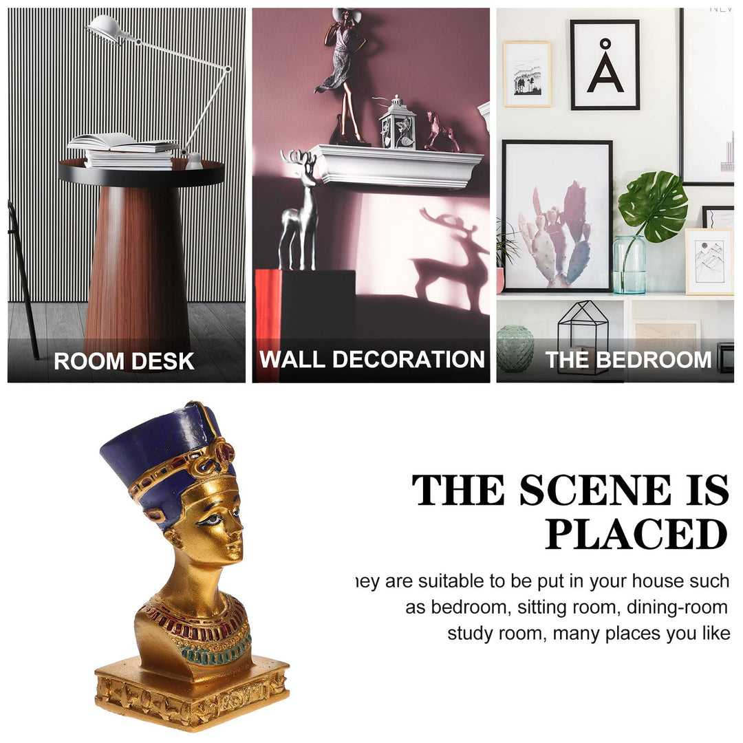 Egyptian Pharaoh Queen Sculpture Nefertiti Bust Figurine Ancient Egyptian Statue Desktop Ornament for Crafts Home Decor