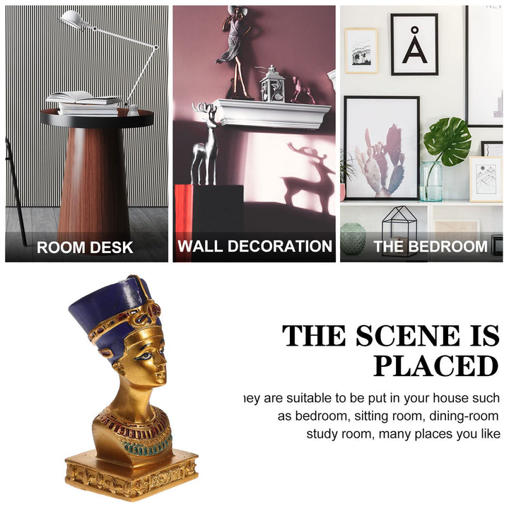 Egyptian Pharaoh Queen Sculpture Nefertiti Bust Figurine Ancient Egyptian Statue Desktop Ornament for Crafts Home Decor