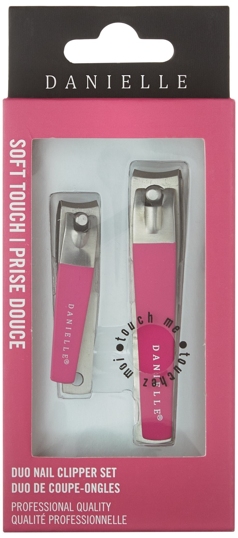 Danielle Creations Soft Touch Stainless Steel Duo Nail Clippers Set, Pink