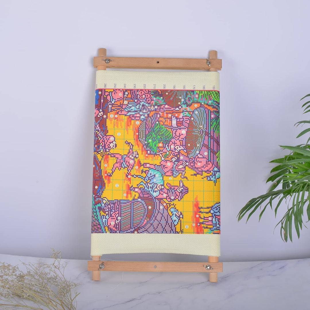 Cross Stitch Scroll Frame, Beech Wood Embroidery Tapestry Frame Holder, Needlepoint Quilting Frame Stretcher Bars for Embroidery Sewing Projects 18.1'' x 11.2''