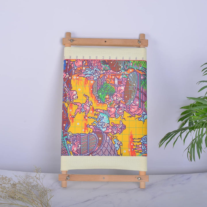Cross Stitch Scroll Frame, Beech Wood Embroidery Tapestry Frame Holder, Needlepoint Quilting Frame Stretcher Bars for Embroidery Sewing Projects 18.1'' x 11.2''