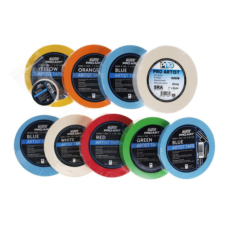 Pro Art Artist Tape, 1/2-Inch by 60-Yard, White, 1/2-inch x 60-Yard Roll
