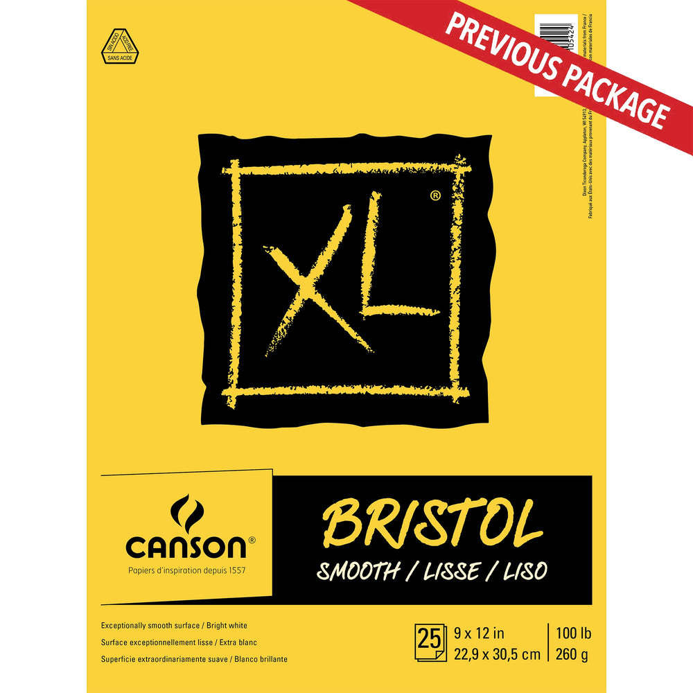 XL Series Bristol Paper, Smooth, Foldover Pad, 9x12 inches, 25 Sheets (100lb/260g) - Artist Paper for Adults and Students - Markers, Pen and Ink