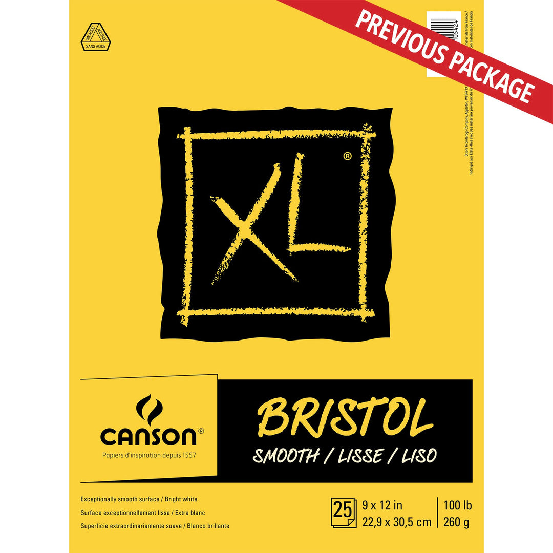 XL Series Bristol Paper, Smooth, Foldover Pad, 9x12 inches, 25 Sheets (100lb/260g) - Artist Paper for Adults and Students - Markers, Pen and Ink