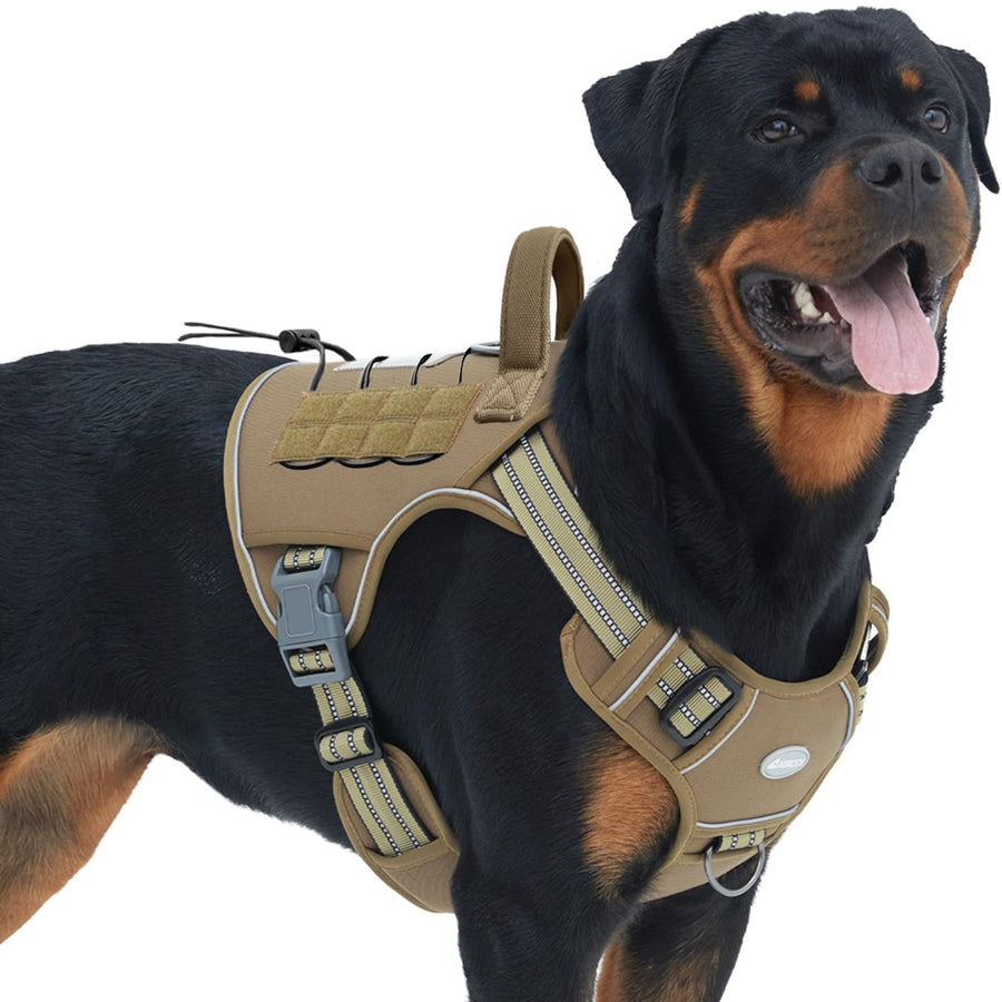Tactical Harness for Large Dogs No Pull Adjustable Reflective K9 Working Training Easy Control Pet Vest Military Service Harnesses Army Yellow L