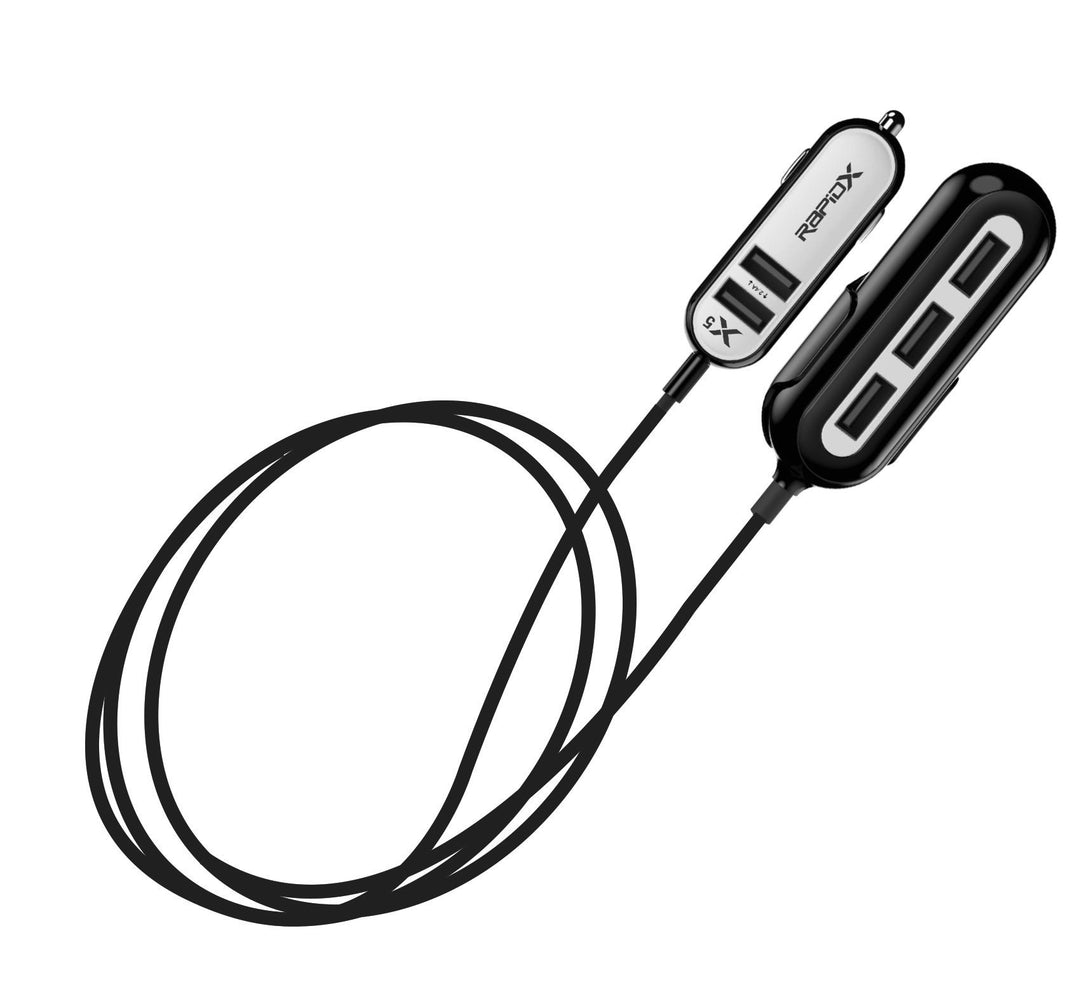 X5 5 USB Ports Car Charger 22.4A White