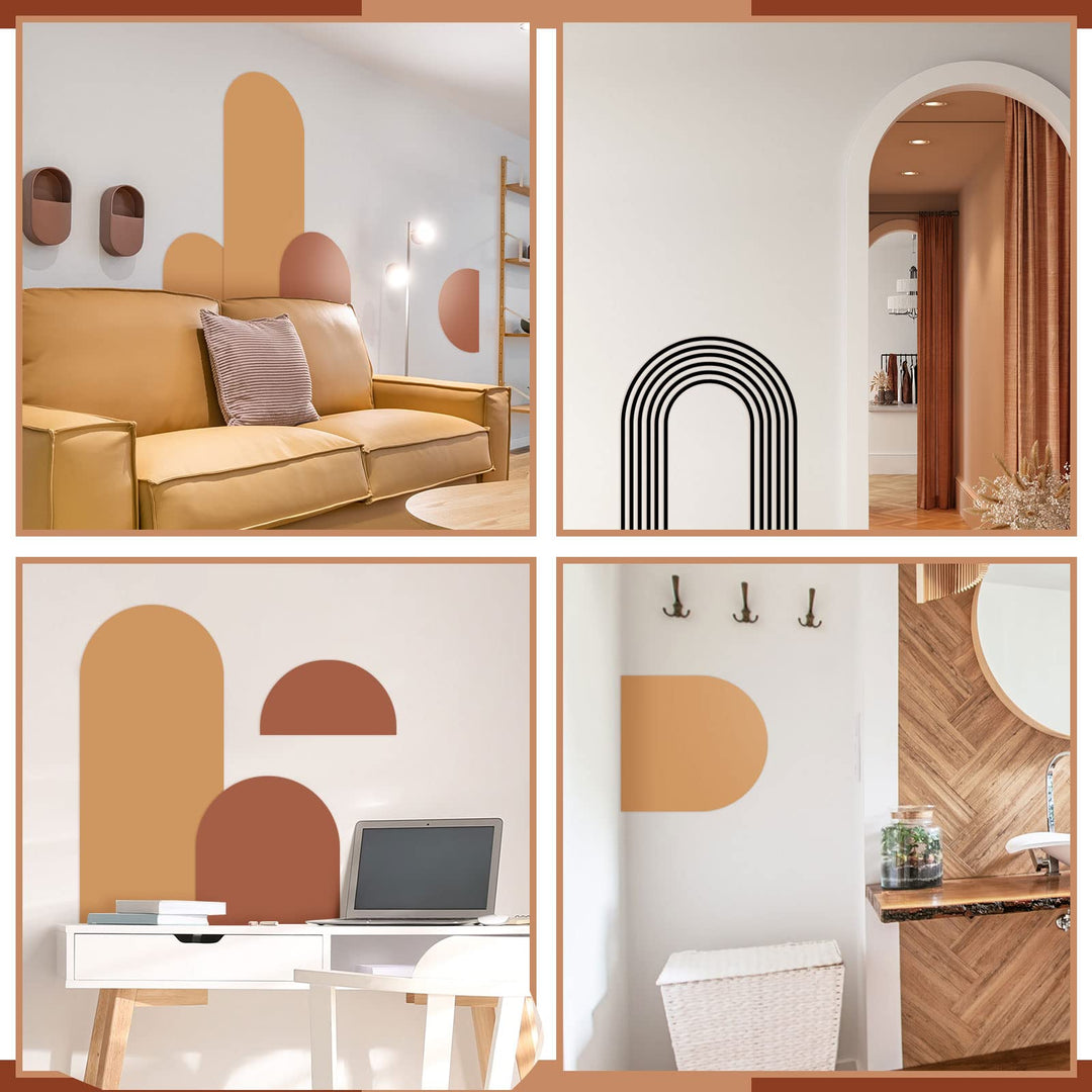 5 Pieces Arch Wall Decal Boho Wall Decal Peel and Stick Modern Polka Dot Decals Arch Wall Stickers Terracotta Wall Decor Art Murals Wall Decal Removable Minimalist Wallpaper for Bedroom Living Room