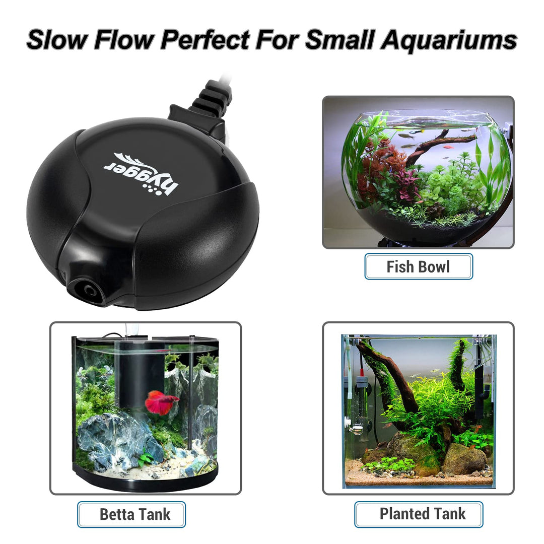 Quiet Mini Air Pump for Aquarium 1.5 Watt Oxygen Fish Air Pump for 1-15 Gallon Fish Tank with Air Stone Air Tubing Clip Black