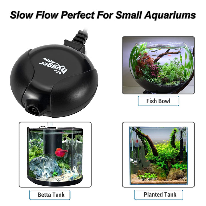 Quiet Mini Air Pump for Aquarium 1.5 Watt Oxygen Fish Air Pump for 1-15 Gallon Fish Tank with Air Stone Air Tubing Clip Black