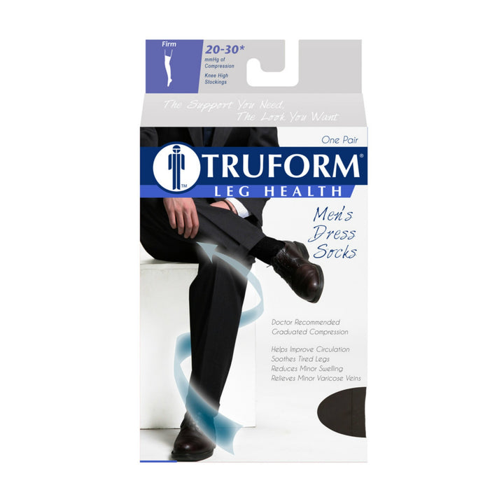 Compression Socks, 20-30 mmHg, Men's Dress Socks, Knee High Over Calf Length, Black, Medium
