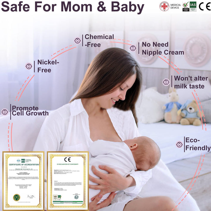 The Original Silver Nursing Cups - Nipple Shields for Nursing Newborn, Newborn Breastfeeding Must Haves for Soothe and Protect Your Nursing Nipples - Trilaminate 999 Silver (Regular Size)