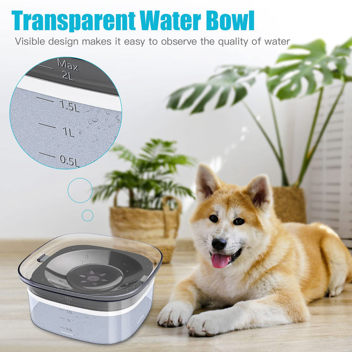 70oz Dog Water Bowl 2L No Spill Dog Bowl Large Capacity Spill Proof Slow Water Feeder, No Splash Dog Bowl Pet Water Dispenser Vehicle Carried Travel Slow Drinking Bowl for Messy Drinkers, Cats
