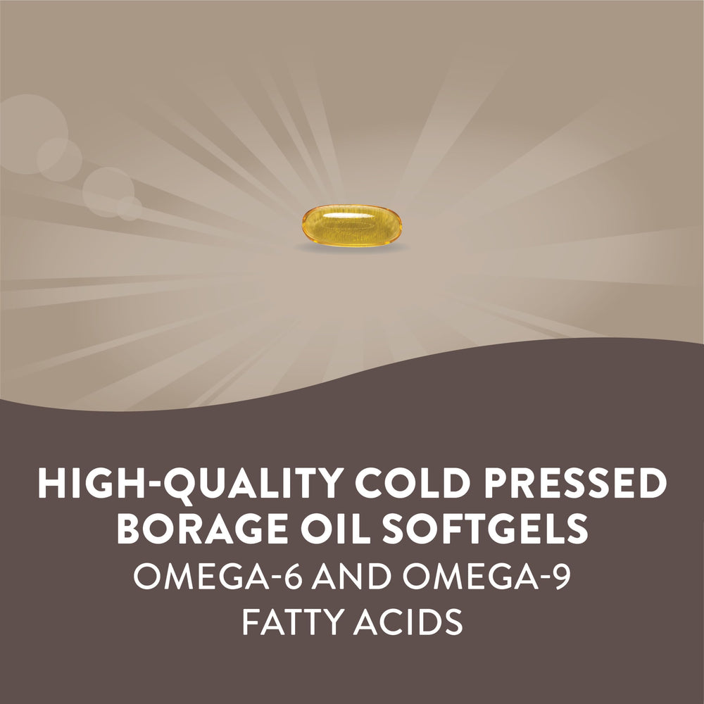 Borage Oil, Cold Pressed & Unrefined, GLA Supplement, 1300mg Per Serving, 60 Softgels